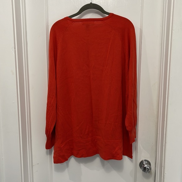 NWT Lauren Ralph Lauren Women V-Neck Hi-Low All Season Sweater in Orange Size 2X - Picture 2 of 6
